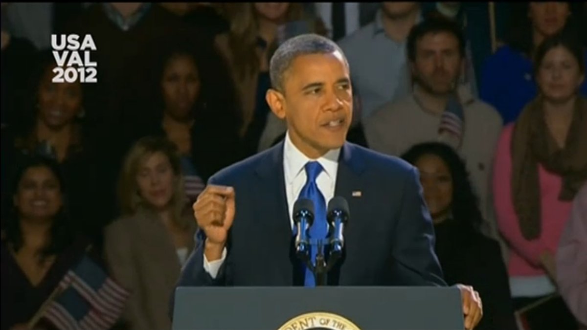 Obama höll tal efter valsegern. 